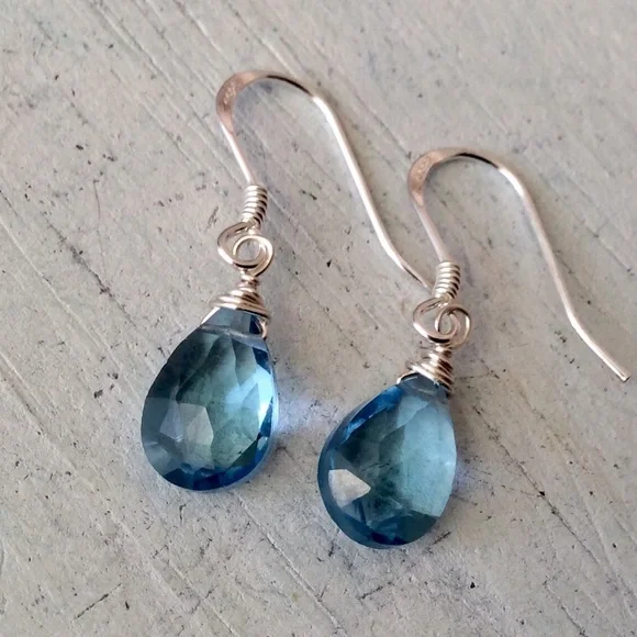 New London Blue Topaz Sterling Silver Earrings - Picture 4 of 7